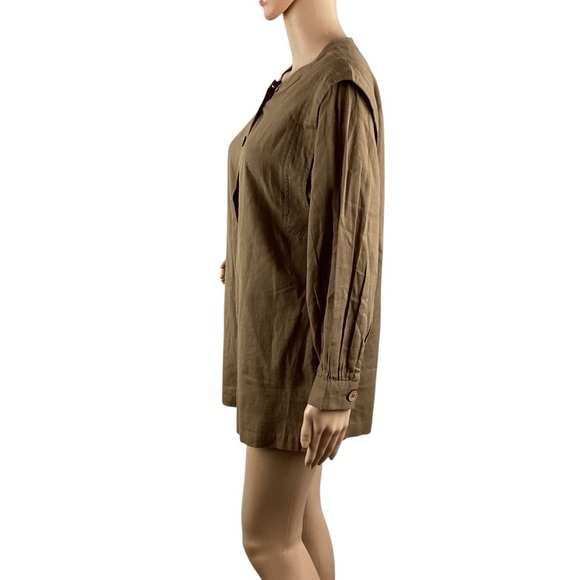 Free People Leyla Button Front Long Sleeve Romper XS Otter Brown - Picture 4 of 7